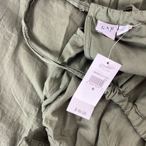 Gap Sz Small Halter Dress Cotton Midi Green Ruffle Milkmaid - Picture 5 of 16